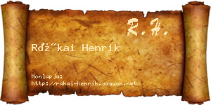 Rákai Henrik névjegykártya